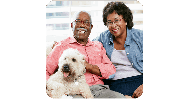 image shows old couple with the dog who reviewed pawbiotix product